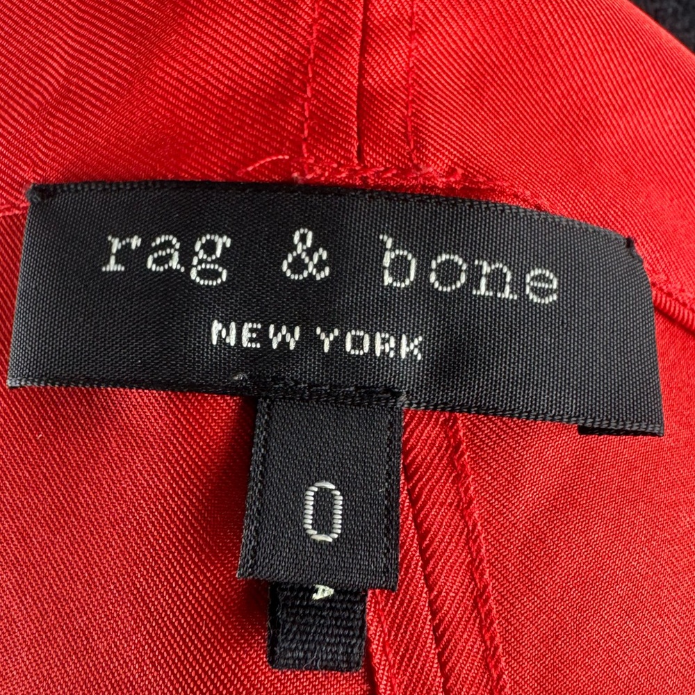 Rag & Bone Red Silk Button Down Blouse with Tie Neck - Picture 4 of 6